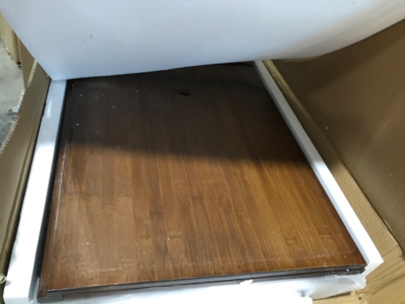 Photo 1 of TOETOL Folding Toddler Step Stool for Kids Kitchen Standing Tower , Bamboo Kids Helper Stool Adjustable Height with Learning Black & White Activity Board Walnut