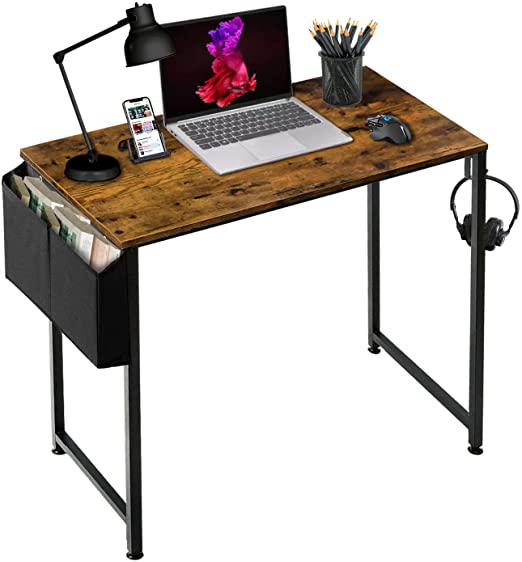 Photo 1 of Small Desk for Small Spaces - Student Kids Study Writing Computer Table for Home Office Bedroom School Work PC Workstation,Rustic 30 31 Inch
