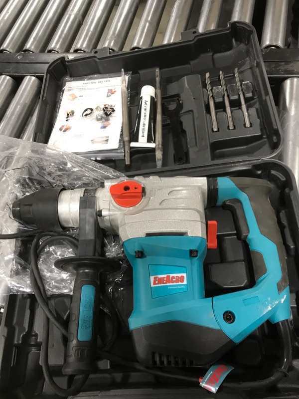 Photo 2 of  1-1/4 Inch SDS-Plus 13 Amp Heavy Duty Rotary Hammer Drill, Safety Clutch 4 Functions with Vibration Control Including Grease, Chisels and Drill Bits with Case