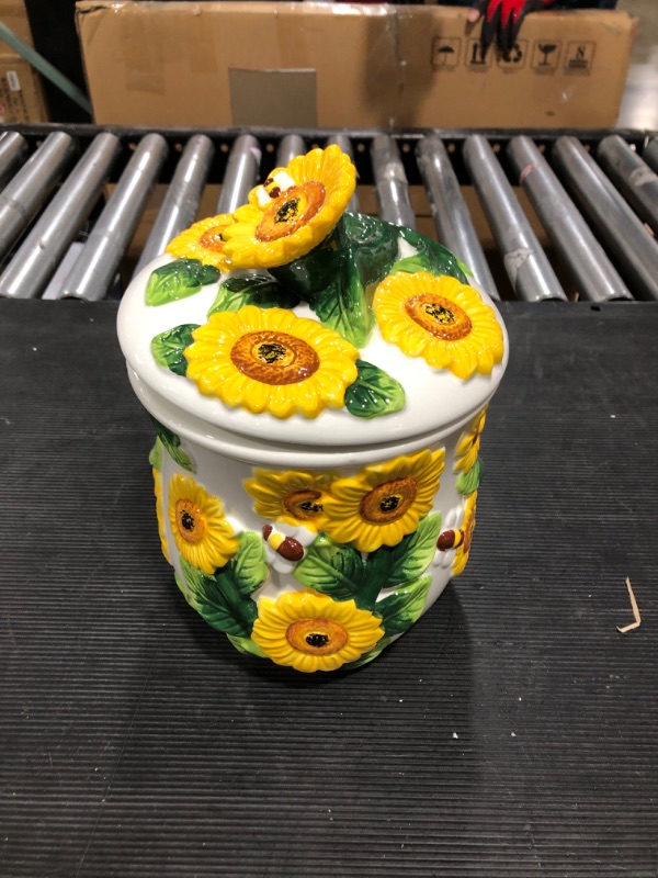 Photo 2 of 3-D Sunflower Hand Painted Cookie Jar, 83076 by ACK