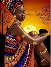 Photo 2 of African Women Portrait Canvas Wall Art for Living Room Decor Colorful African Girl Oil Paintings Brown Kitchen Wall Decor Artwork Home Decor Room Wall Pictures Framed 48x24 Inch 48”X24” African women 09