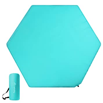 Photo 1 of  Hexagon Playpen Mat Compatible with Graco Traveler Playard & Regalo Play Yard, Self Inflating Playard Pad, Comfortable and Portable Playmat with Carrying Bag - Blue