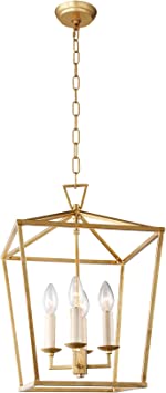 Photo 1 of AA Warehousing 4-Light Lantern Chandelier in Gold Finish, Model Number: LZ01A-4GF