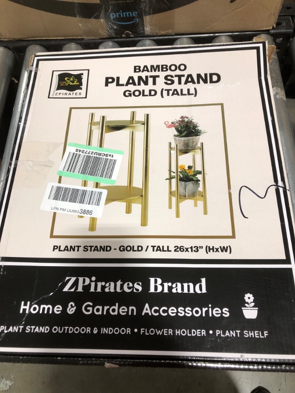 Photo 3 of ZPirates Golden Plant Stand Indoor and Outdoor - Holds Small and Large Planter Pots up to 12-Inch dia, 26-inch Tall - Heavy-duty Vase Holder Round