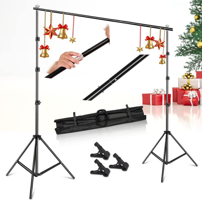 Photo 1 of 2.6 X 3M Adjustable Background Stand Background Support Kit Removable with Carry Bag for Hanging Background Cloth1