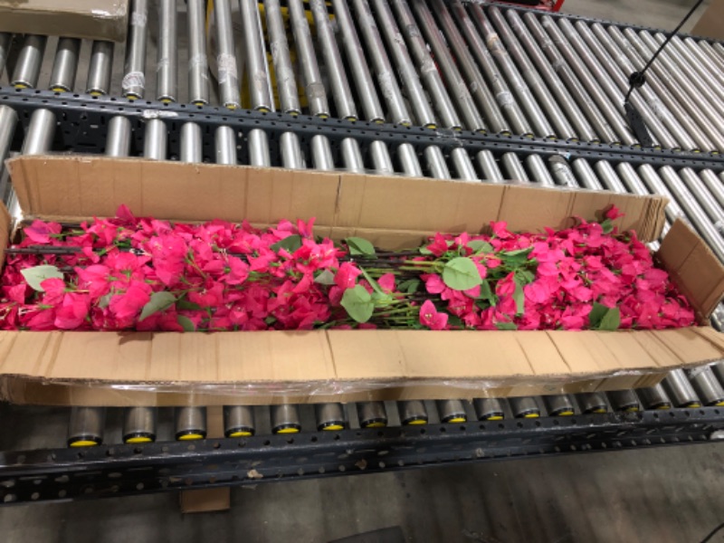 Photo 2 of 40Pcs in Bulk Artificial Bougainvillea Silk Flowers Branches Long Plant Stems 45" for Wedding Centerpieces, Bussiness Decoration Project, Indoor & Outdoor Decoration (Hot Pink - 40Pcs)