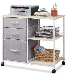 Photo 1 of 3 Drawer Fabric Mobile File Cabinet/Printer Stand with Shelf | DEVAISE