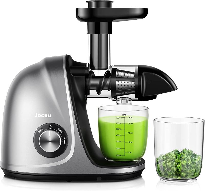 Photo 1 of  Slow Masticating Juicer with Soft/Hard Modes Easy to Clean Quiet Motor & Reverse Function, Cold Press Juicer for Fruit & Vegetable, 90% Juice Yield, with Brush & Recipes (Green)
