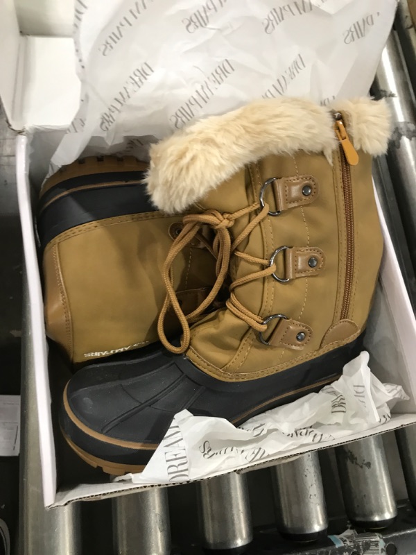 Photo 2 of DREAM PAIRS Boys & Girls Faux Fur-Lined Ankle Winter Snow Boots 4 Big Kid Tan