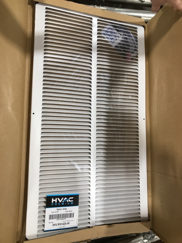 Photo 2 of 14" x 28" Return Air Grille - Sidewall and Ceiling - HVAC Vent Duct Cover Diffuser - [White] [Outer Dimensions: 15.75w X 29.75"h] 14 x 28 White