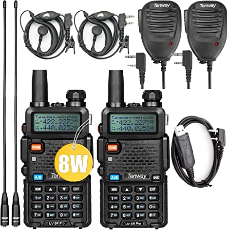 Photo 1 of Ham Radio UV-5R Pro 8W Dual Band Two Way Radio with Handheld Speaker Mic and Antenna 2Pack and Programming Cable
