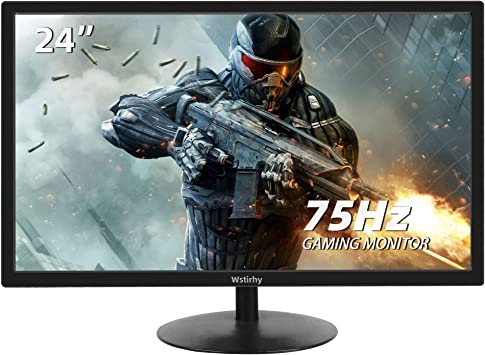 Photo 1 of Wstirhy 24" PC Monitor, LED Gaming Monitor with Full HD (1920 x 1080) 75Hz 5MS TN Panel, Desk Monitor with HDMI & VGA Port, for Laptop Computer, Black
