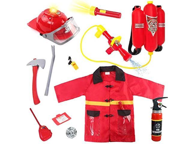 Photo 1 of Liberty Imports Kids 10 Piece Fireman Gear Firefighter Costume Role Play Dress up Toy Set with Helmet and Accessories 