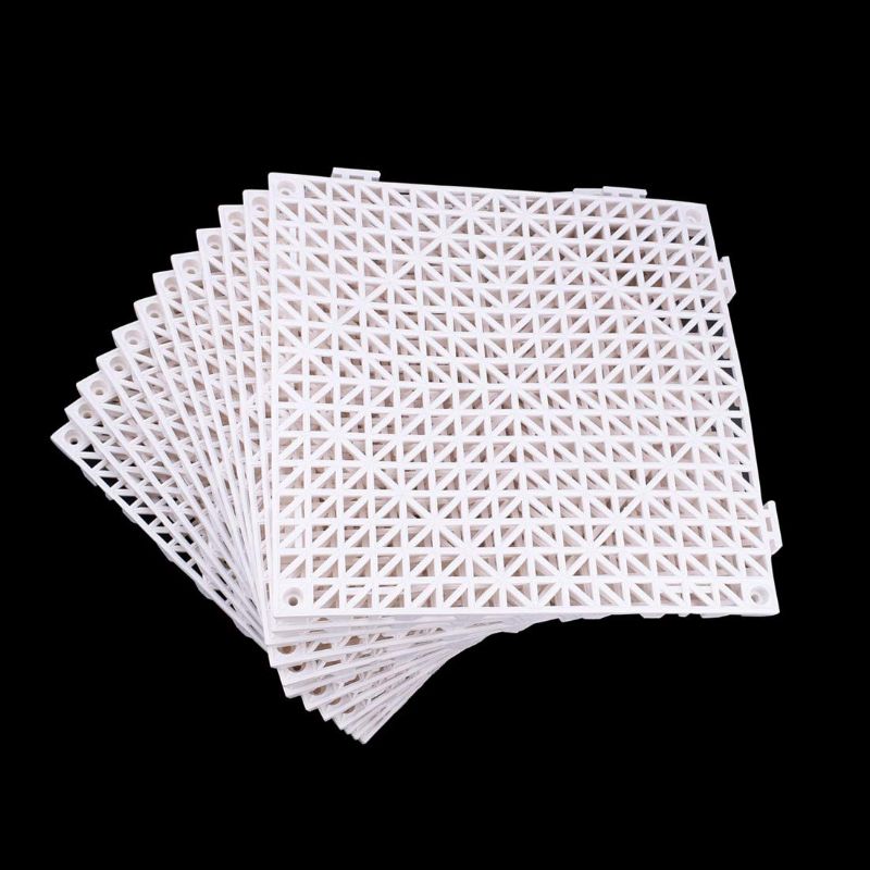 Photo 1 of 12 Pack Modular Interlocking Cushion 11.5" x 11.5" Mat Floor Tile Mats Drain Pool Patio Balcony Yard Pet Area Washer Pad (White)