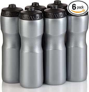 Photo 1 of 50 Strong Brand 6-Pack Bulk Sports Water Bottle | 28 oz. Squirt Bottle with One-Way Valve | Made in USA | BPA-Free Reusable Bike Water Bottles | Top Rack Dishwasher Safe | Great for Men & Women
