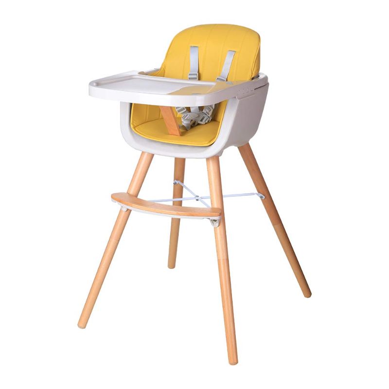 Photo 1 of Foho Baby High Chair, Perfect 3 in 1 Convertible Wooden High Chair with Cushion, Removable Tray, and Adjustable Legs for Baby & Toddler 