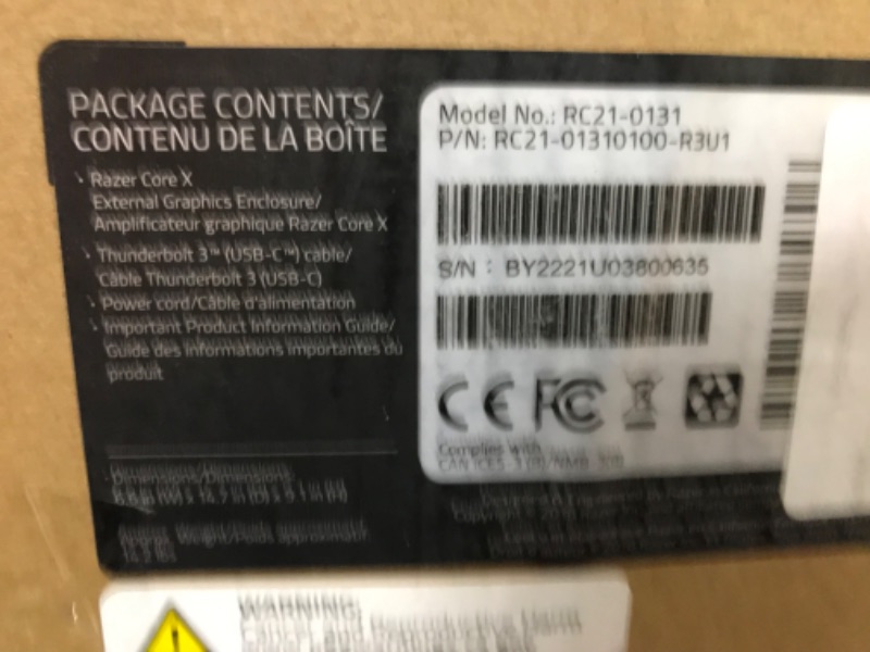 Photo 1 of Razer Core X External Graphics Card Enclosure with Thunderbolt 3 Connection - Black
