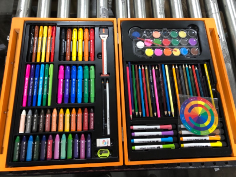 Photo 2 of MEEDEN KIDS Drawing Set,Gift for Boys & Girls,Wood Case Artist Painting Set with Silky Crayons,Oil Pastels,Waterbased Pencils,Dry Erase Markers, Art Suplies Coloring Set with Paint Pad White Board