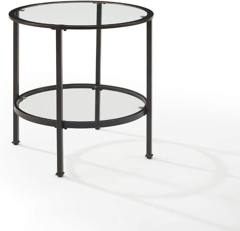 Photo 1 of 22inch Crosley Furniture Aimee Round Glass End Table, Oil Rubbed Bronze
