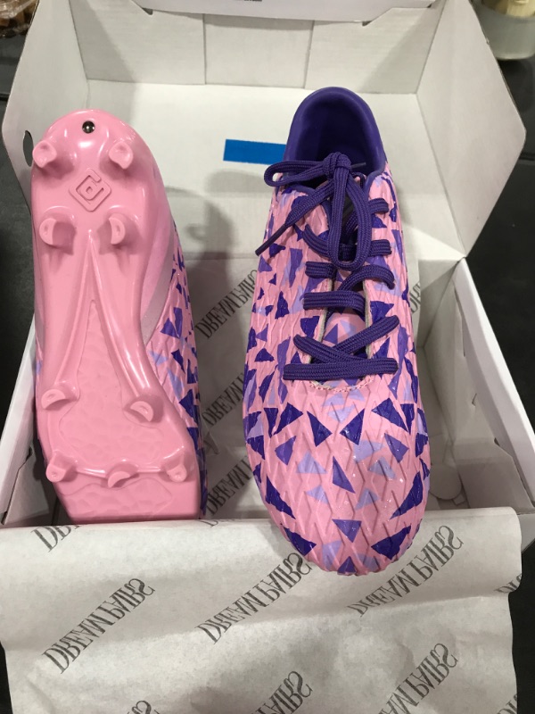 Photo 2 of DREAM PAIRS Boys Girls Soccer Cleats Kids Football Shoes 5 Big Kid Pink/Purple