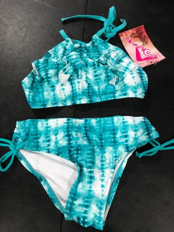 Photo 2 of Kanu Surf Girls' Morgan Ruffle Halter Bikini 2-Piece Swimsuit, Pink, 2t 7 Willow Green Tie-dye-