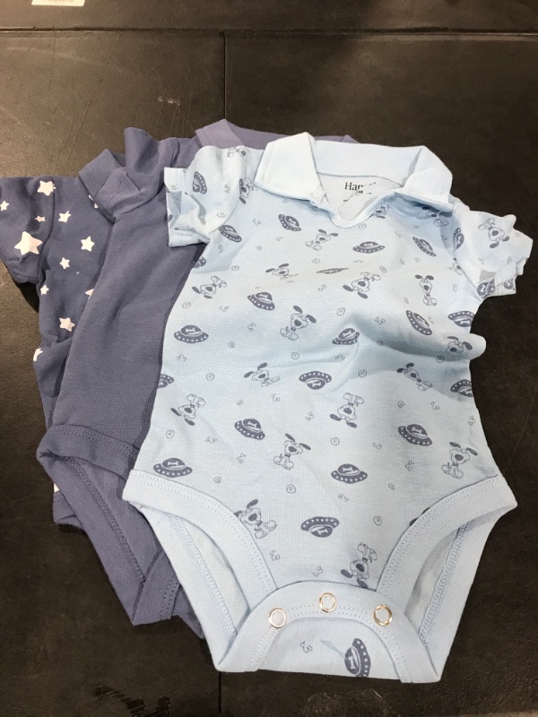 Photo 2 of Hanes unisex-baby Ultimate Baby Flexy 3 Pack Short Sleeve Polo Bodysuits 6-12 Months Sky