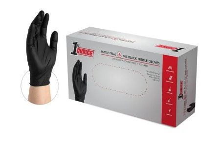 Photo 1 of 1st Choice Black Nitrile Industrial Disposable Gloves 6 Mil Small (2 Pack)