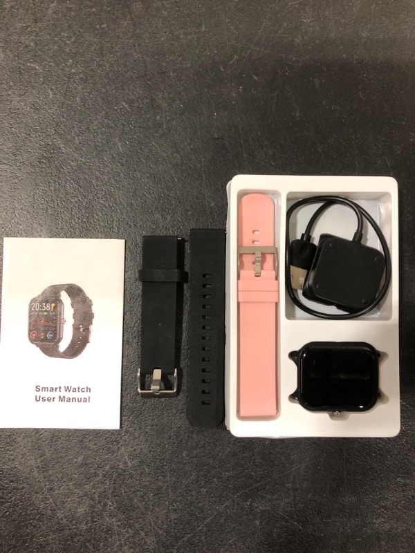 Photo 2 of H&P Smart Watch 2022 with Temperature and Heart Rate Monitor, Fitness Tracker with Blood Pressure, Blood Oxygen Monitor for Android and iOS Phones,Multi-Sport IP68 Waterproof Color Black & Pink