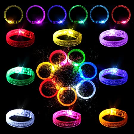 Photo 1 of 28 packs LED Bracelets 7 Neon colors Glow In The Dark Party Supplies Glow sticks for kids Adults Flashing Light Up Toys fit Christmas Party Supplies New Year's Eve Valentine's Day Concert Birthday
