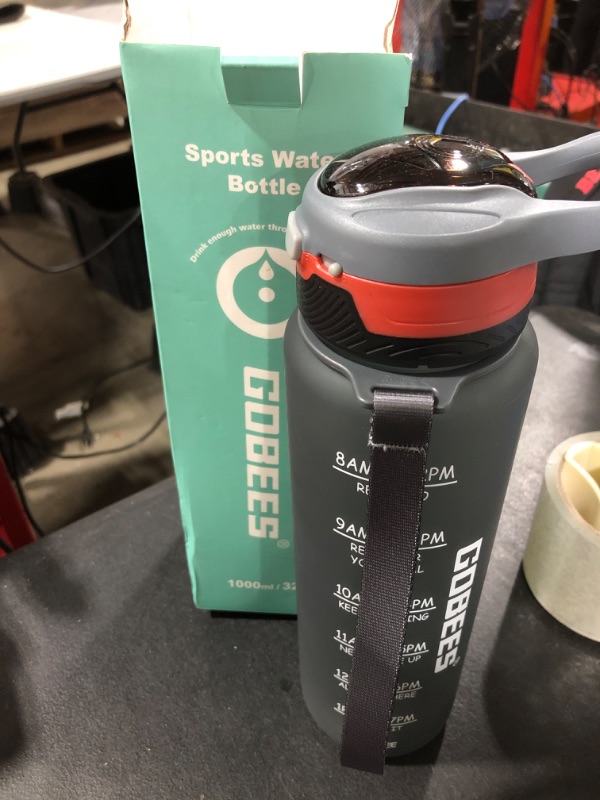 Photo 1 of 32oz Water Bottle with Time Marker & Straw, Dishwasher Safe, Leakproof, Safety Lock, No BPA, Reusable Water Jug to Ensure You Drink Enough Water Daily for Fitness, Gym, Outdoor Sports…