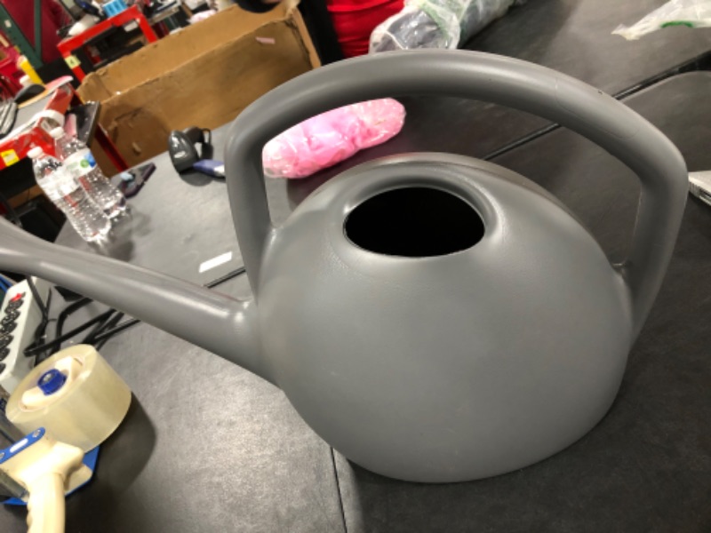 Photo 1 of Bloem Rhino Watering Can: 2 Gallon Capacity - Charcoal - 100% Recycled Plastic Can, Easy Water Spout, One Piece Construction, for Indoor and Outdoor Use, Gardening,Gray