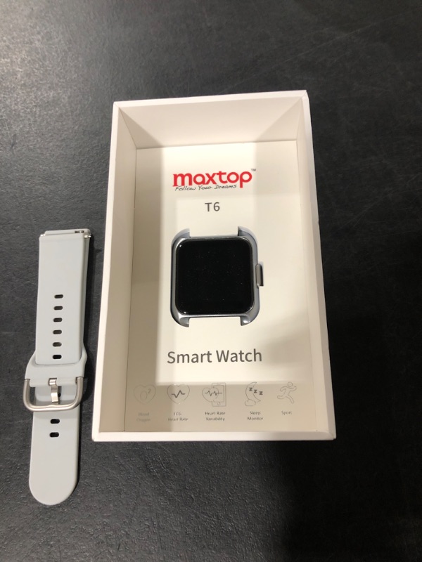 Photo 1 of MAXTOP Smart Watch Compatible iPhone and Android Phones,Fitness Tracker Watches with Heart Rate Monitor,Sleep Monitor & Blood Oxyen & Blood Pressure Monitor, Smartwatch Pedometer for Men Women (Gray)