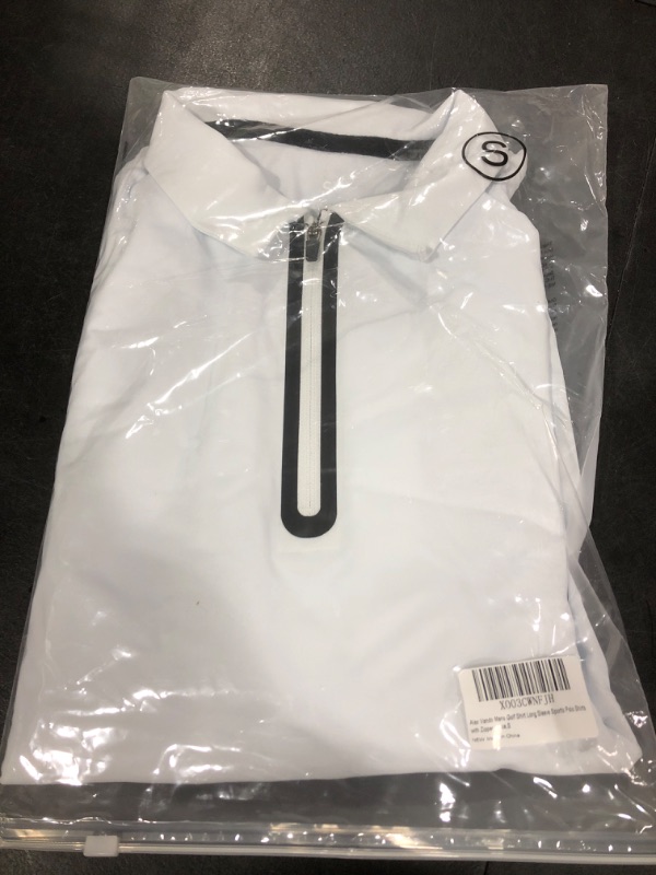 Photo 2 of Alex Vando Mens Golf Shirt Moisture Wicking Quick-Dry Short Sleeve Casual Polo Shirts for Men Zipper Ls White Small