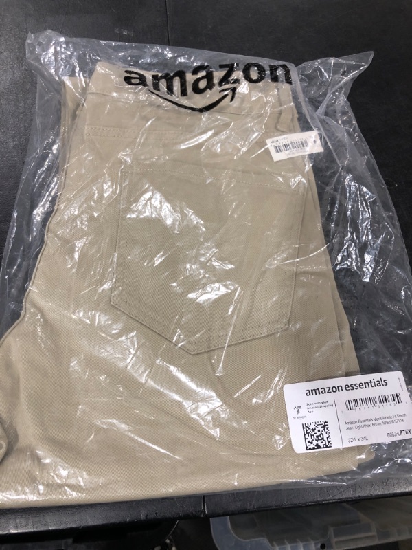 Photo 2 of Amazon Essentials Men's Athletic-Fit Stretch Jean 32W x 34L Light Khaki Brown