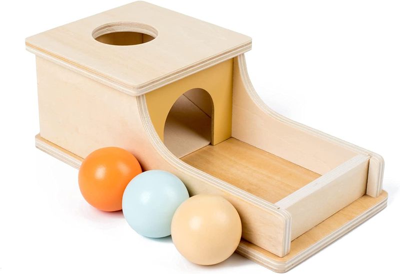Photo 1 of Busy edition Wooden Infant Object Permanence Box Color Baby Ball Drop Play Montessori Toys for 1 2 3 Year Old Toddlers
