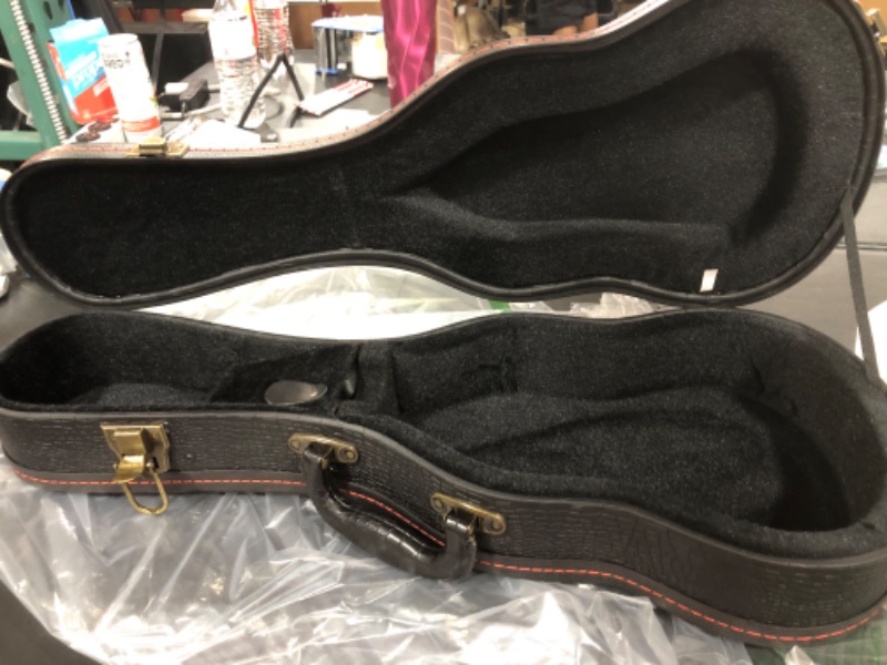 Photo 2 of 4/4 Full Size Violin Case, Plush Interior Wooden Hard Case With Hygrometer, Crocodile Pattern Leather Bulge Surface Case (Black)
