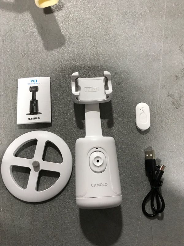 Photo 1 of Auto Face Tracking Tripod with Remote, 360° Rotation Auto Tracking Phone Holder, No App, Smart Phone Moving Tripod for Shooting Video, Live Vlog Rechargeable Battery(White) 
