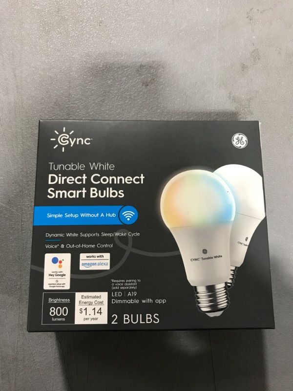 Photo 2 of  Smart LED Light Bulbs, Tunable White, Bluetooth and Wi-Fi Lights, Works with Alexa and Google Home, A19 Light Bulbs (2 Pack) A19 2 Count 