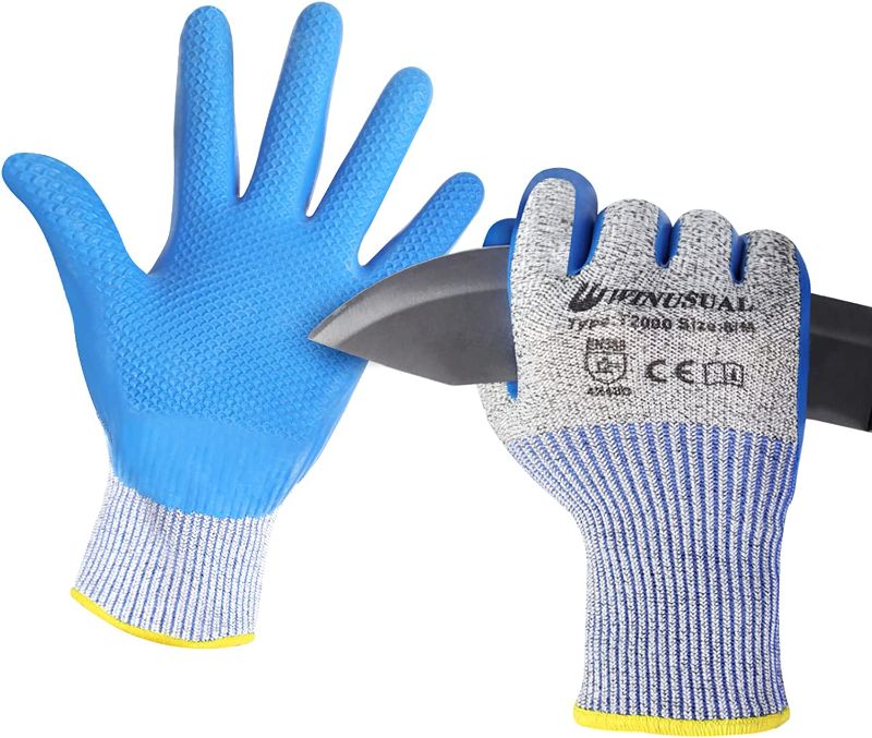 Photo 1 of [Size M]  WINUSUAL Cut Resistant Work Gloves level 5 Protection,Latex Firm Grip Durable,Food Grade Safety Kitchen Cutting Gloves 