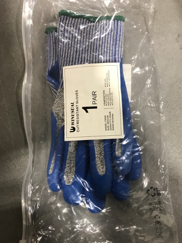 Photo 2 of [Size M]  WINUSUAL Cut Resistant Work Gloves level 5 Protection,Latex Firm Grip Durable,Food Grade Safety Kitchen Cutting Gloves 