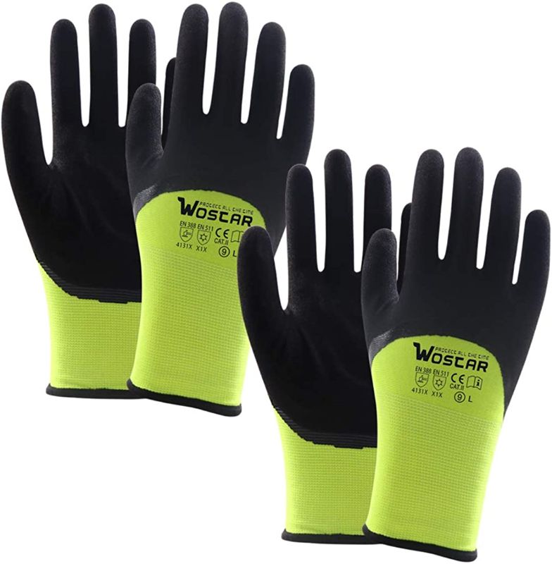 Photo 1 of [Size S] Winter Nitrile Work Gloves Fleece Lined Waterproof Thermal Warm for Outdoor Ice Snow Tear Resistant Garden Gloves 