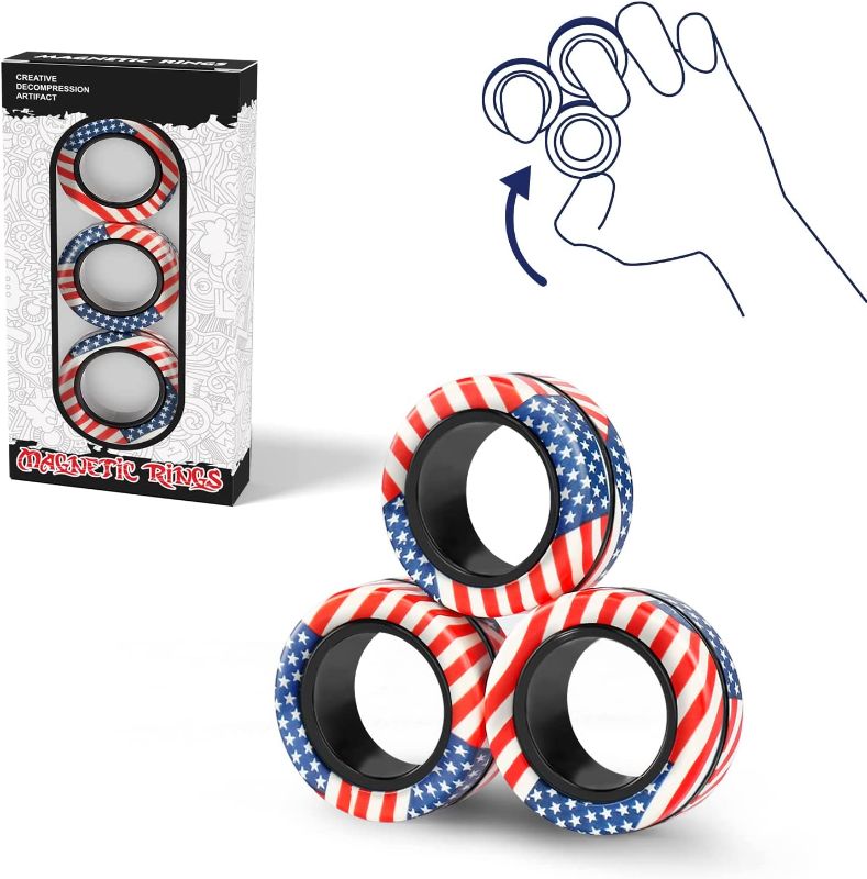 Photo 1 of Magnetic Rings Fidget Toy Set Ultimate Toy for Anxiety Stress Relief Therapy (3PCS) 