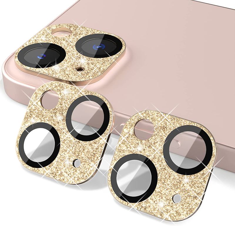 Photo 1 of iPhone 13 6.1" ? iPhone 13 Mini 5.4" Camera Lens Protector Bling, 2 Packs (Gold)