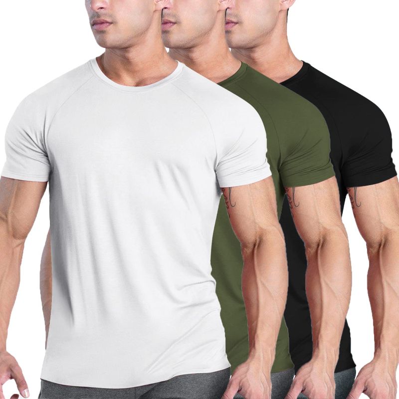 Photo 1 of [Size M] COOFANDY Men's 3 Pack Workout T Shirts Short Sleeve Gym Bodybuilding Muscle Shirts Base Layer Fitness Tee Tops
