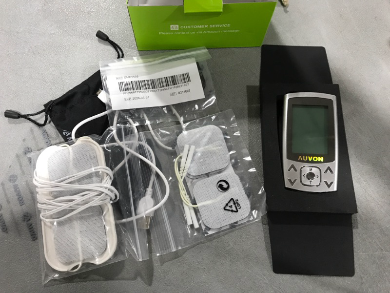 Photo 3 of AUVON Dual Channel TENS EMS Unit 24 Modes Muscle Stimulator for Pain Relief, Rechargeable TENS Machine Massager with 12 Pads, ABS Pads Holder, USB Cable and Dust-Proof Storage Bag
