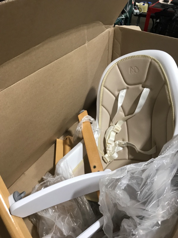 Photo 3 of Baby High Chair with Double Removable Tray for Baby/Infants/Toddlers, 3-in-1 Wooden High Chair/Booster/Chair | Adjustable Legs | Easy to Assemble, Cream