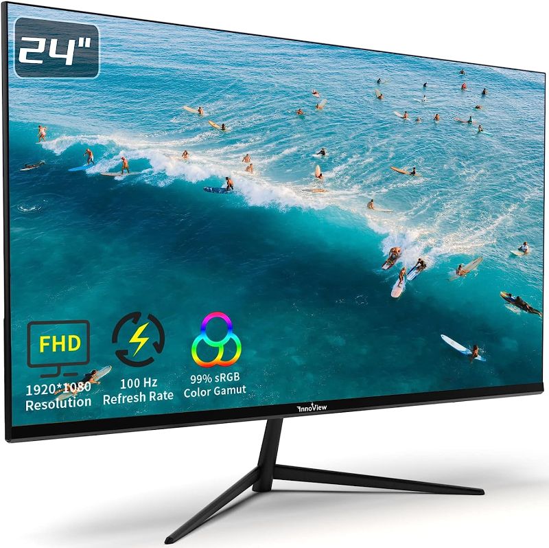 Photo 1 of InnoView 24 Inch FHD 100HZ Eyes Care Built-in Speakers Frameless 4000:1 Contrast Ratio Ultra Thin Bezel Professional Computer Monitor 