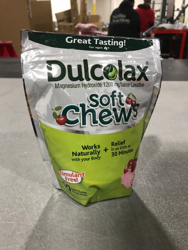 Photo 2 of Dulcolax Soft Chews Saline Laxative Gentle Constipation Relief, Magnesium Hydroxide 1200mg, 60 Count, Black Cherry Flavor Adult Black Cherry 60 Count (Pack of 1)