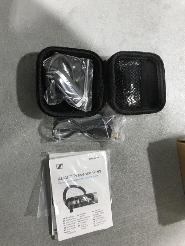 Photo 2 of Sennheiser Presence Grey UC (508342) - Dual Connectivity, Single-Sided Bluetooth Headset for Mobile Device & Softphone/PC Connection, with Carrying Case and USB Dongle (Black)