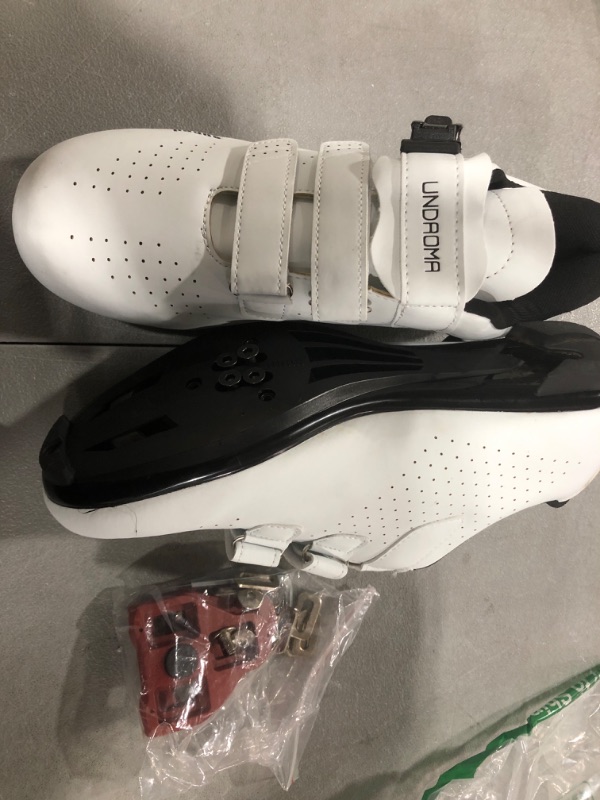 Photo 2 of [Size 9] Cycling Shoes for Men Peloton Compatible with Indoor Look Delta Cleats Clip Outdoor Pedal- White